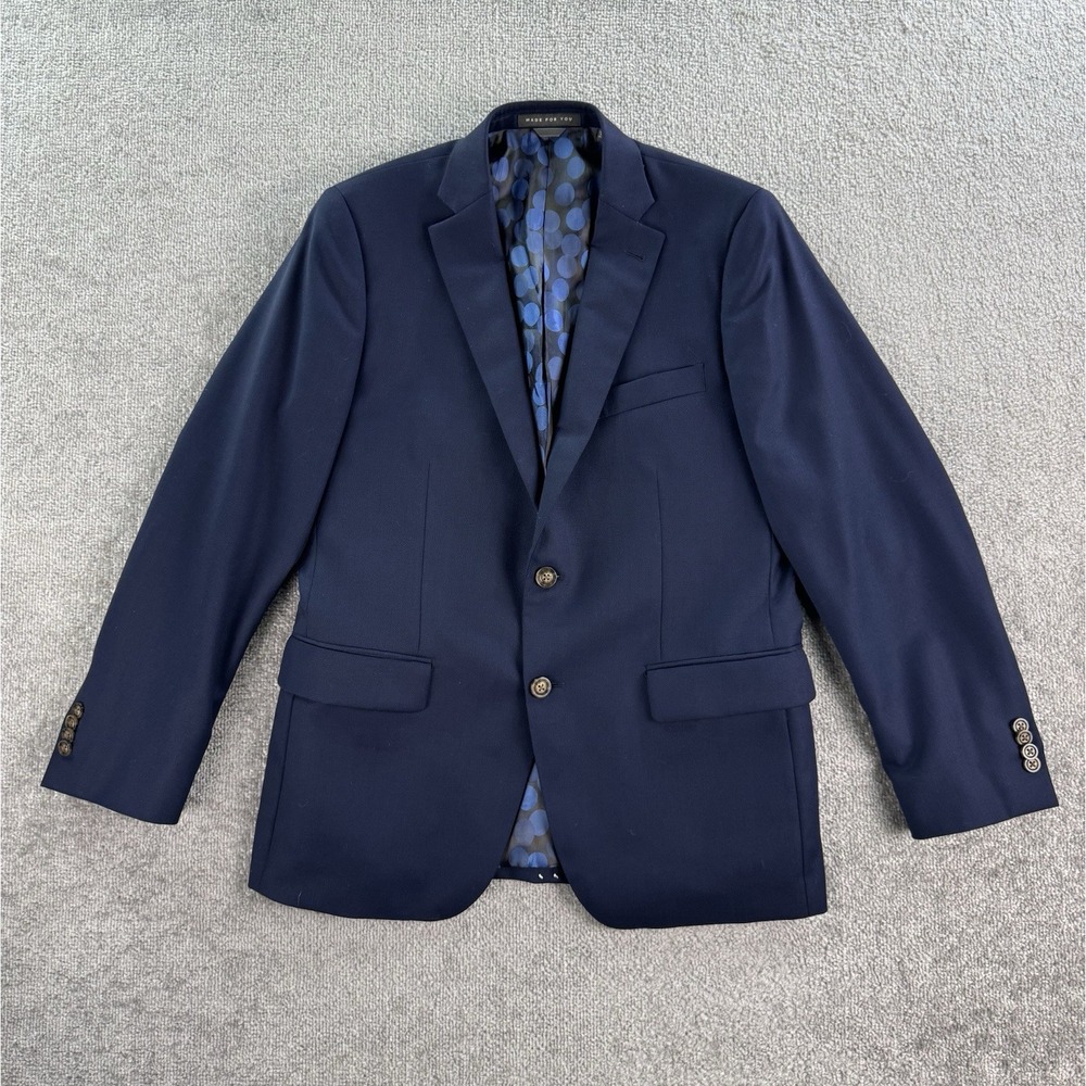 Indochino Suit Jacket 42 R Blue Wool Birdseye Classic Modern Newbury Bespoke